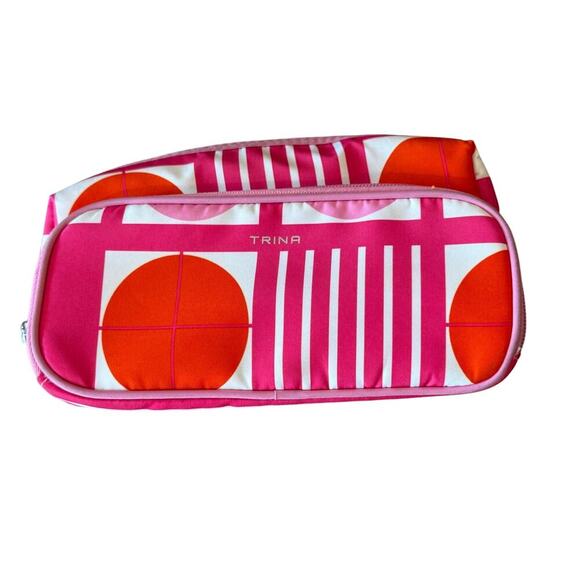 TRINA Orange Pink Makeup Cosmetic Bag Pouch Purse - Picture 1 of 8